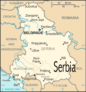 Map of Serbia and Montenegro